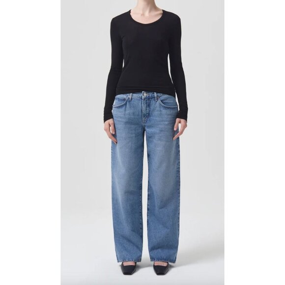 Agolde Fusion Wide Leg Straight Blue Jeans Size 30 in Renounce